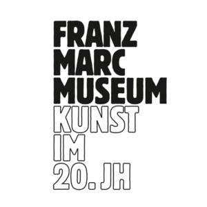 Das schwarz weiße Logo des Franz Marc Museums Kunst im 20. Jahrhundert